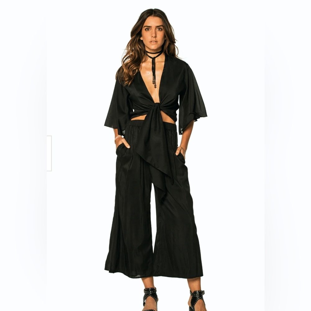 Sunny Black Wrap Blouse